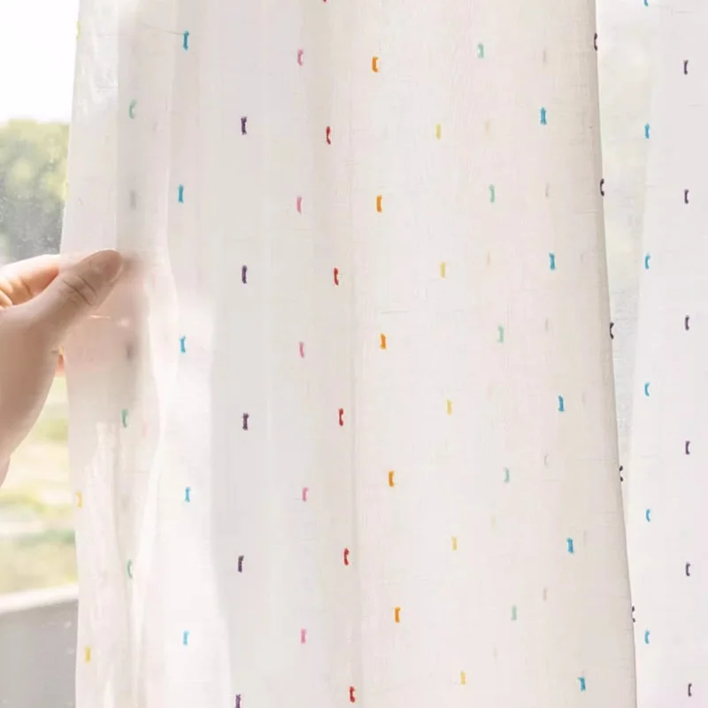 Modern colorful tulle curtains for Living Room kids Room Bedroom balcony Embroidery White sheer Curtains blinds custom size