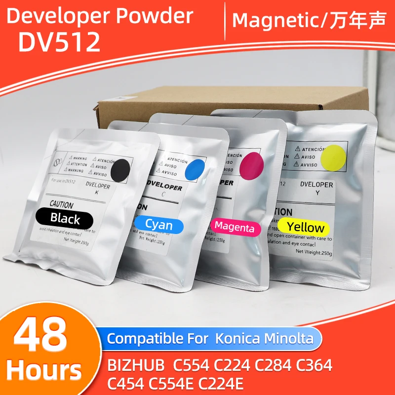 250g High quality DV512 Developer Powder Compatible for Konica Minolta Bizhub C554 C224 C284 C364 C454 C554e C224e A2XN0KD CMYK