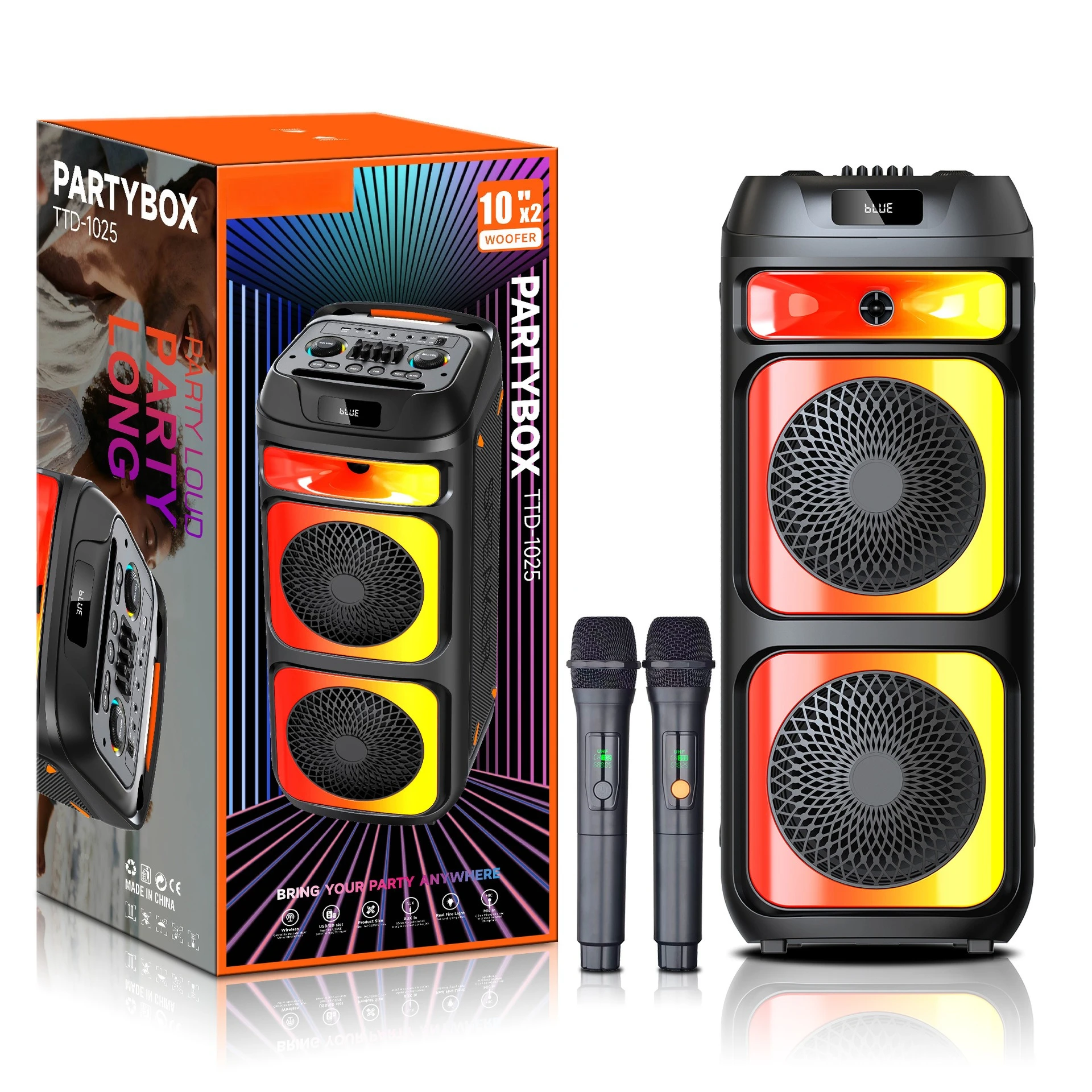 

TD-1025 Dual 10-inch Outdoor Speaker Subwoofer Square Dance Dual Microphones