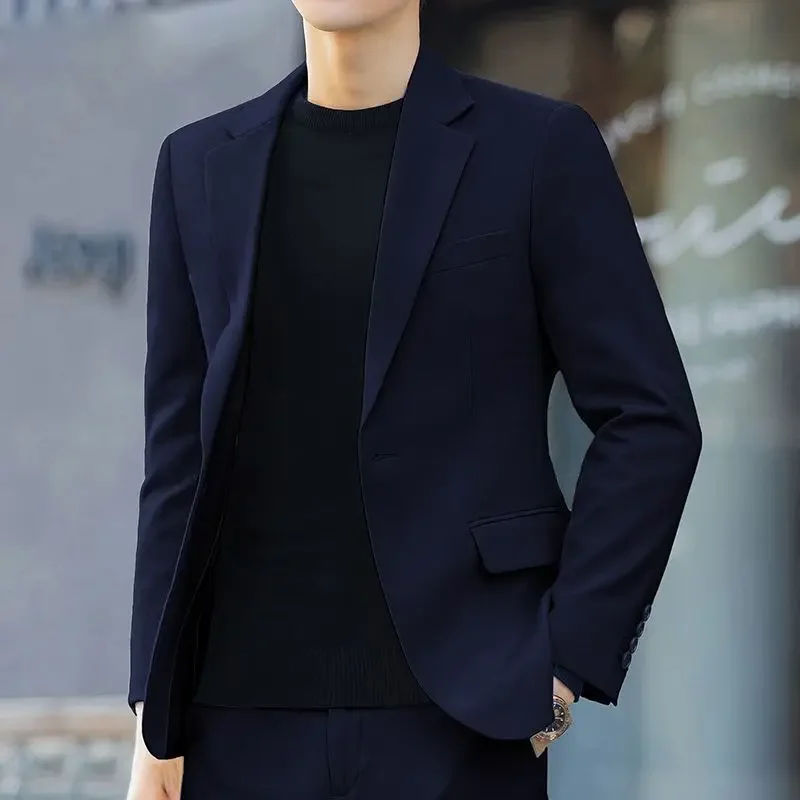 2 Piece Outfit Set Male High Quality 2025 Solid Color Slim Fit Full Men\'s Suits and Blazers Fashion Pants Luxury Elegant Classic