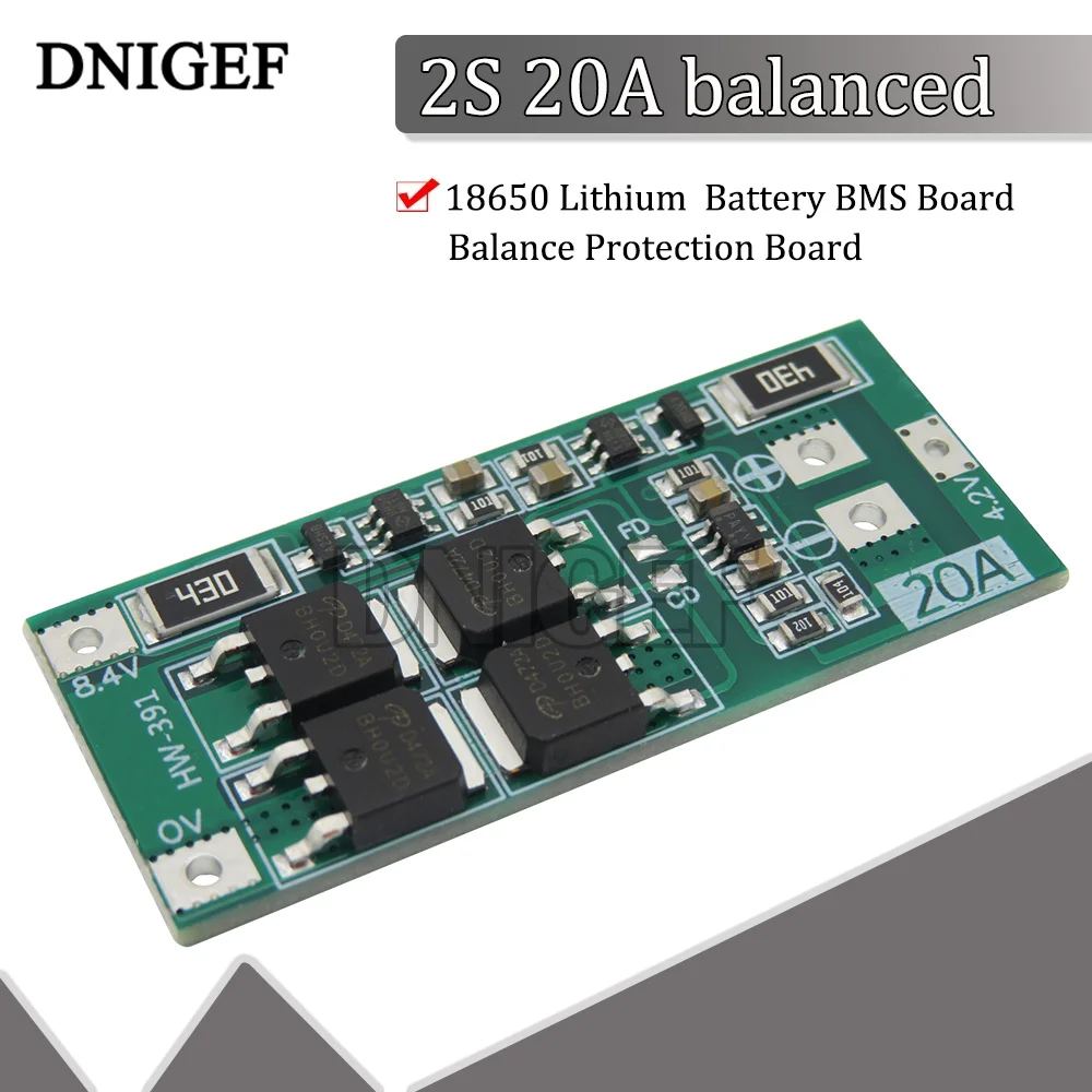 DNIGEF 2S 20A 8,4 V 18650 Lithium-Batterie BMS Board Balance Protection Board