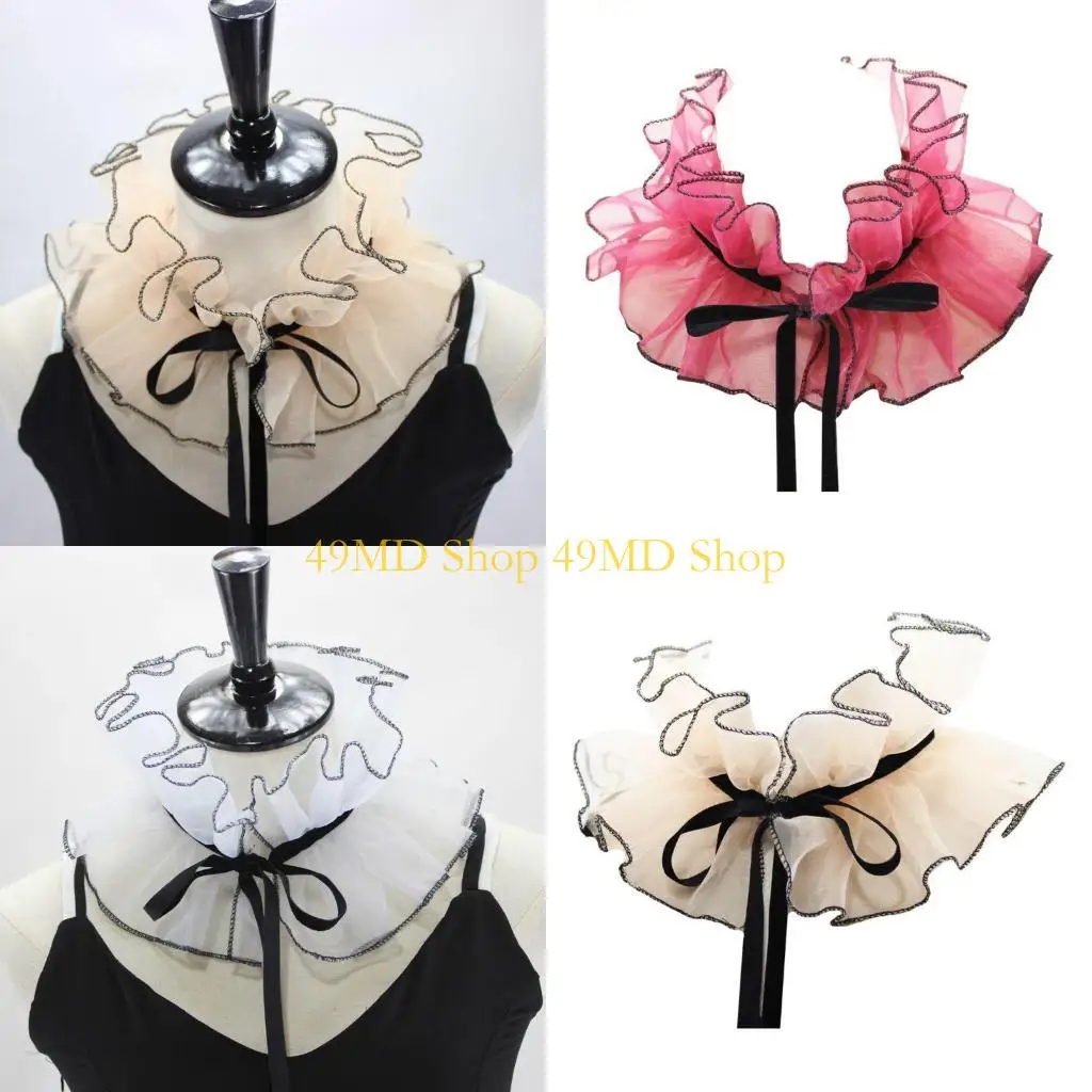 49MD Women Ruffled Collar Perfect For Cosplay, Stage Performances, And Costume Parties Halloween Photo Props