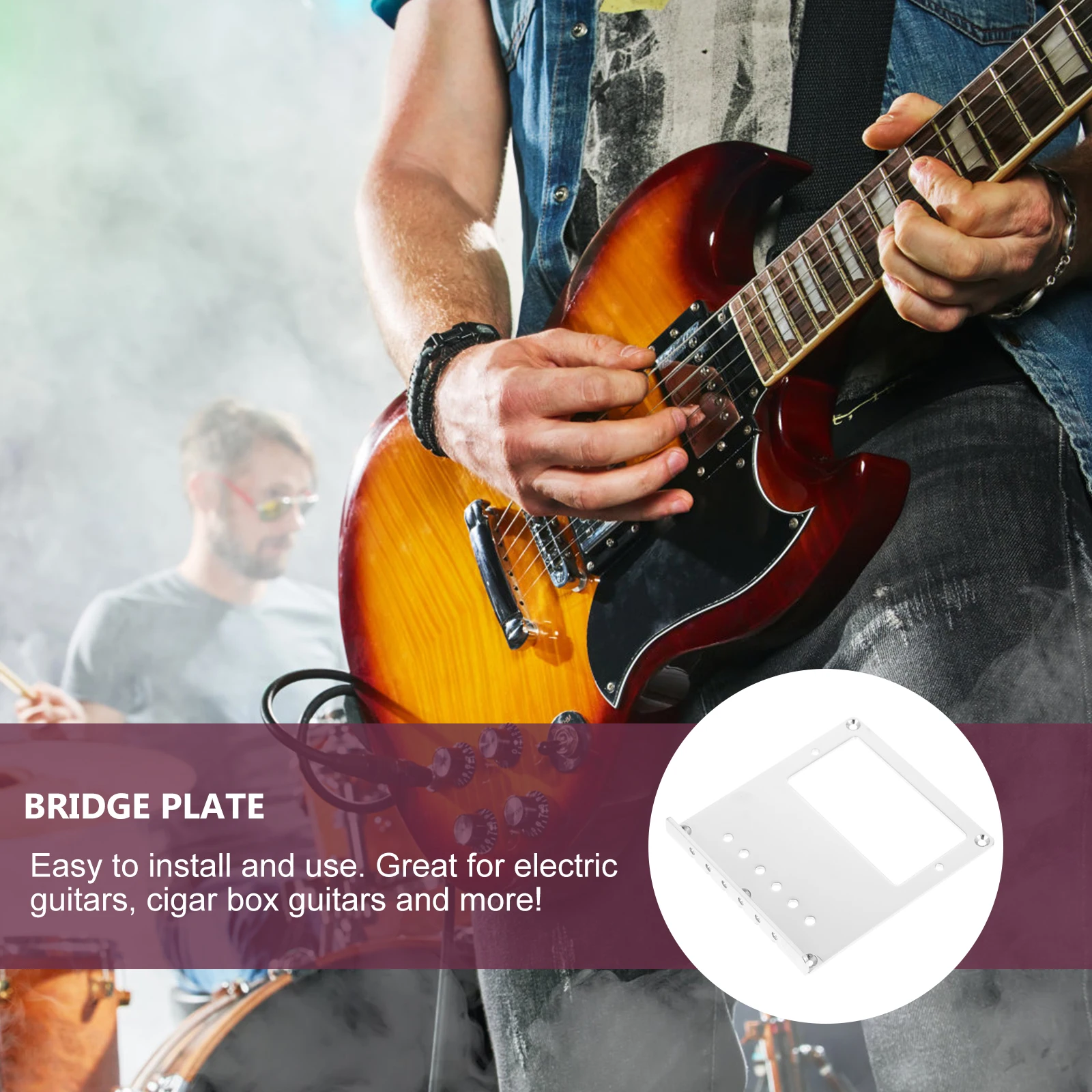 

Single-sided Double Pickup Iron Plate Acoustic Guitar Bridge Electric Parts Metal Frame Pearlescent
