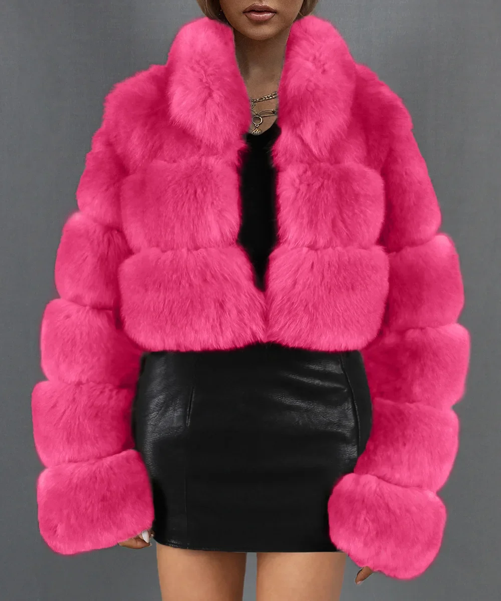 Women Faux Fur Coat Short Stand Collar Ultra Short Imitation Fur Coat Women's Casual Autumn Winter New Fashion Popular Fur Coat