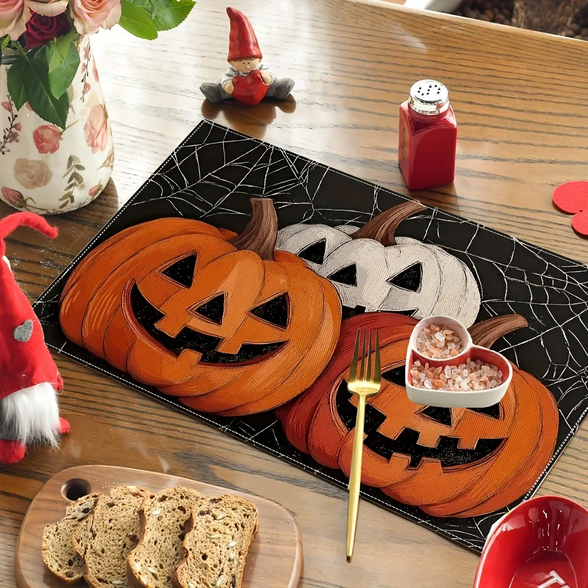 Autumn Harvest Pumpkin Placemats Table Mat Maple Leaf Print For Dining Table Decor Retro Farmhouse Home Accessories 4/6/8pcs