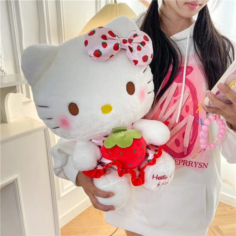 65cm Sanrio Hello Kitty Doll Fruit Strawberry Grape Cat Doll Children Plush Toy Girl Bedroom Decoration Pillow Cute Cartoon Gift