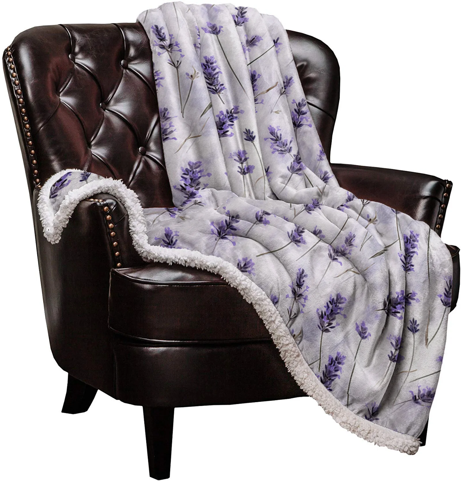 Lavender Flowers Watercolor Blankets Winter Warm Cashmere Blanket Office Sofa Soft Throw Blanket Kids Bed Bedspread