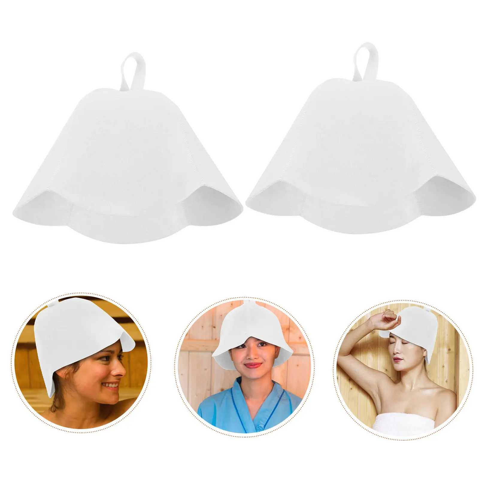 2Pcs Felt Sauna Hat Thick Absorbent Heat Insulation Hair Cap Protective Thermal Hair Steamer Cap for Spa Bath Indoor