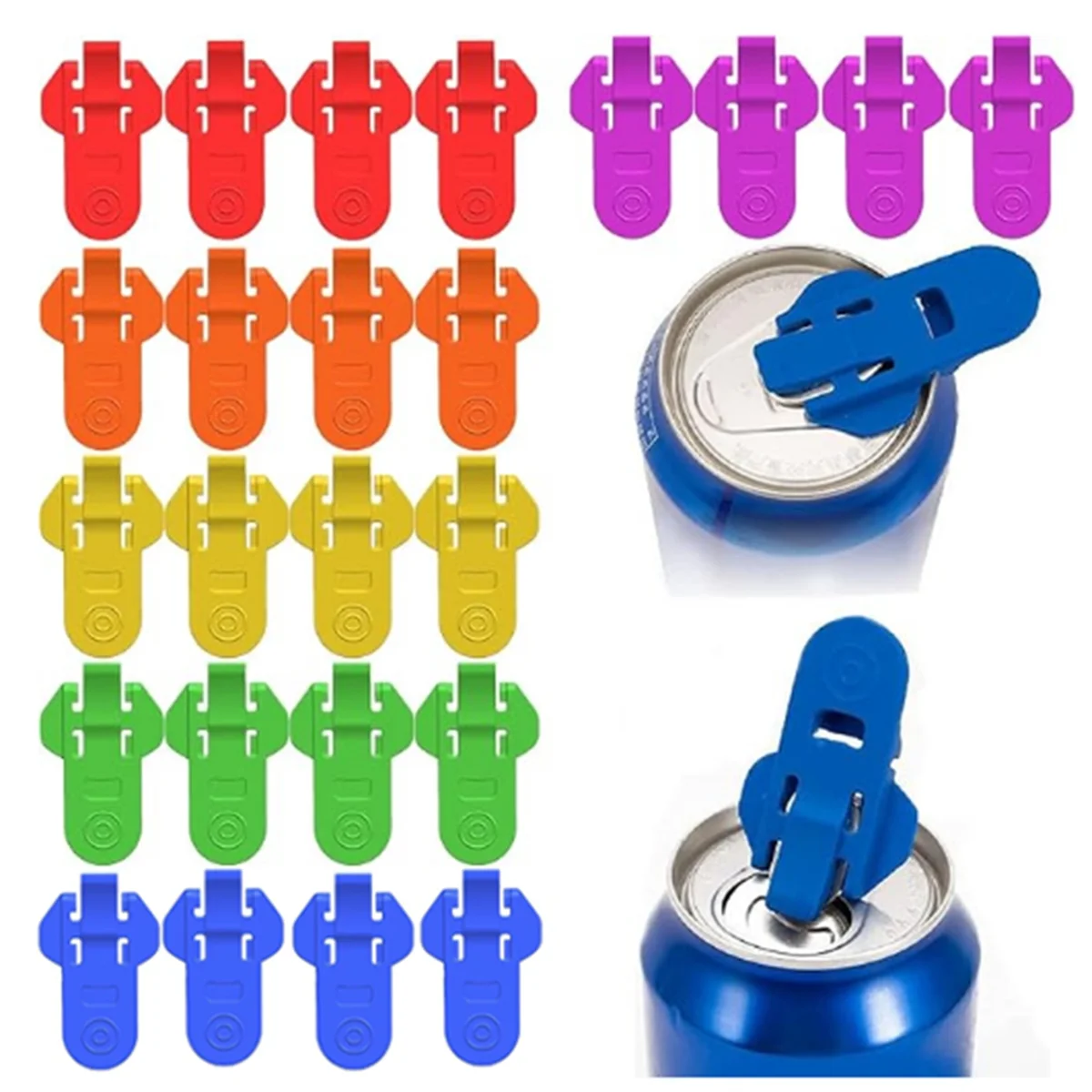 24 PCS Manual Easy Can Opener Colorful Drink Can Protector Cap Leakproof Top Ring Opener Tool for Cokes Beer Tab