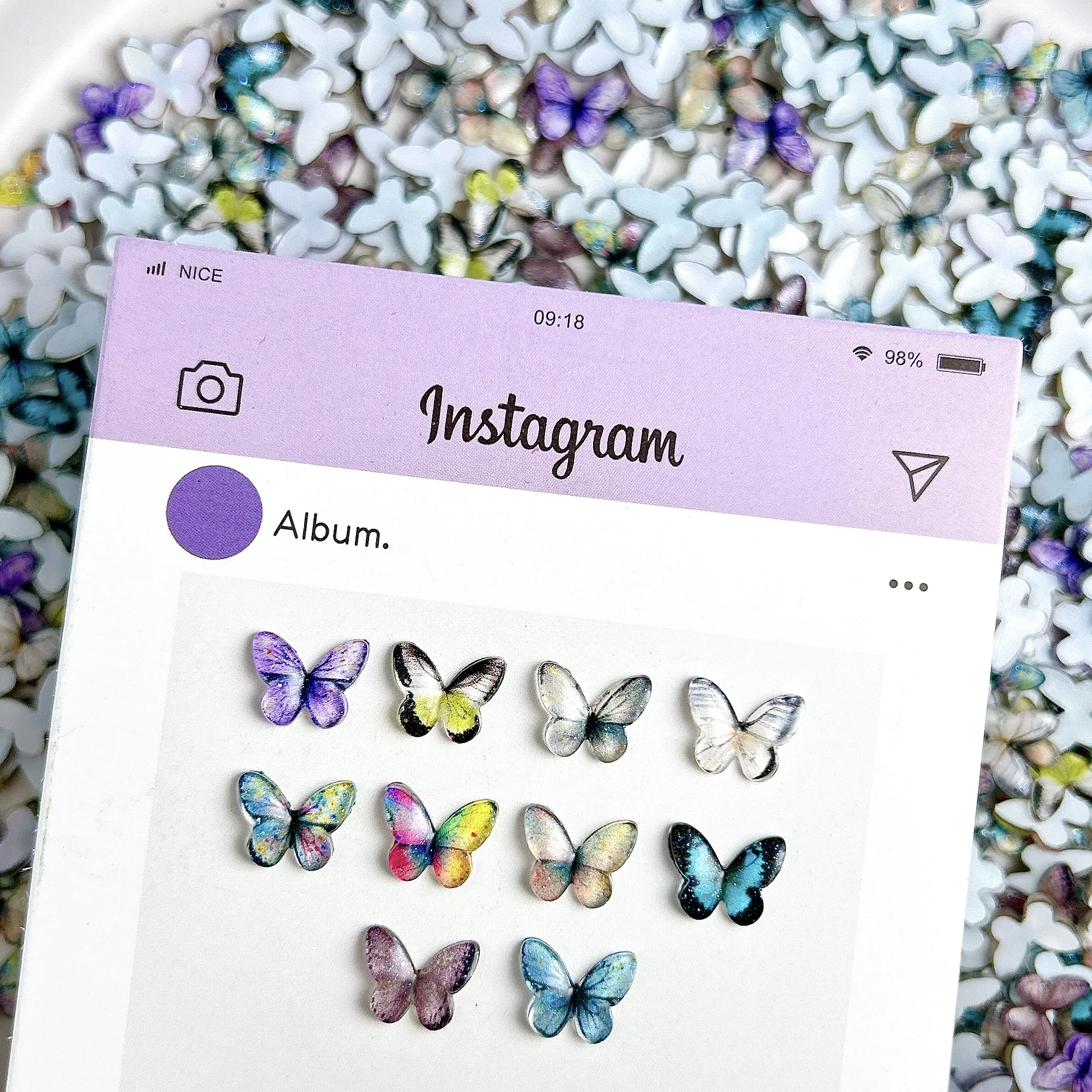 30 قطعة الجدة واقعية الإبداعية فراشة مسمار الفن السحر التدرج الملونة متلألئ فراشة الراتنج مسمار الزينة DIY بها بنفسك #1