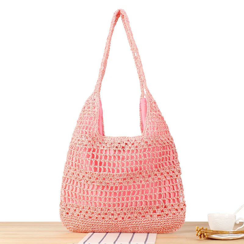 2024 Spring/Summer New Tote Grass Handbag Single Shoulder Bag Hollow Women\'s Shopping Bag Straw Woven Bag