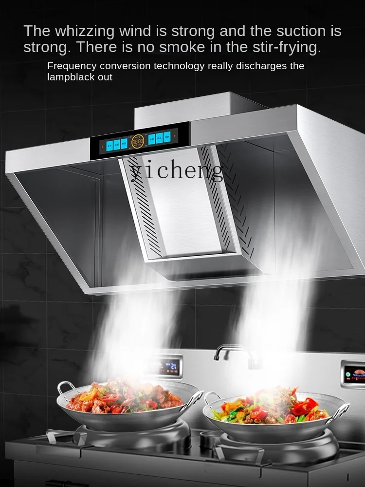 Tqh Stainless Steel Commercial Range Hood Strong Smoke Ventilator Canteen Dining Hotel Restaurant Barbecue