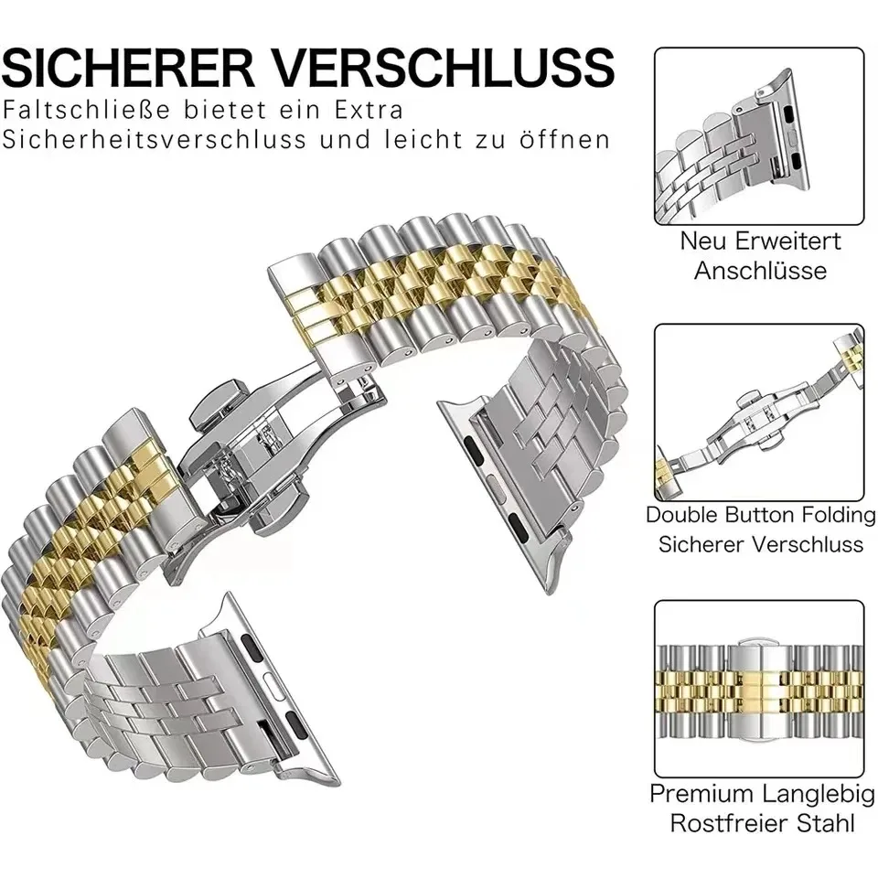 Edelstahlarmband für Apple Watch Band 45 mm 41 mm Ultra 49 mm 44 mm 40 mm 42 mm 38 mm Metallarmband IWatch Serie 9 8 7 SE 6 5 4 – Detail 3