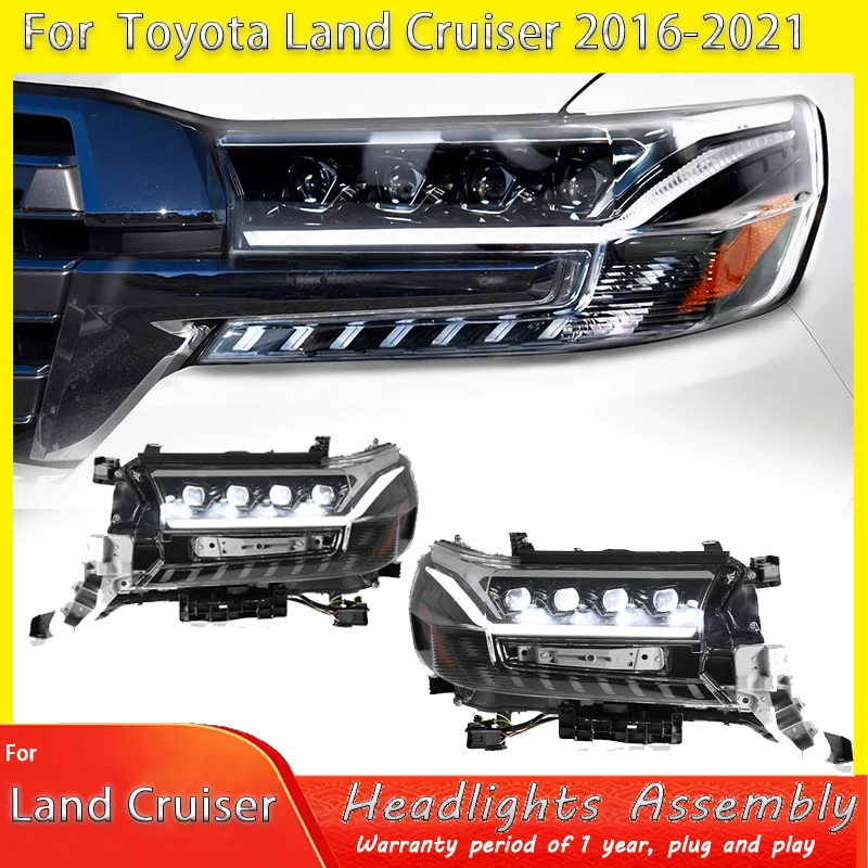 

Car For Toyota Land Cruiser 2016 2017 2018 2019-2021 Headlights DRL Day Run Light Full LED Fog Lights Head Lamp Tool Accessories