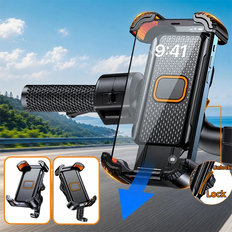 AliExpress NONE SEAMETAL Universal Bicycle Phone Holder Shockproof Motorcycle Phone Mount for Motorcycle Handlebar Rearview Mirror 4.7-6.8”Phone