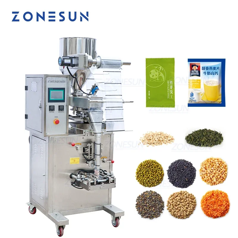 ZONESUN  ZSK-100/300 Granular Material Filling Sealing Machine Coffee Bean Soybean Sunflower Seeds Packaging of Flat Pillow Bags