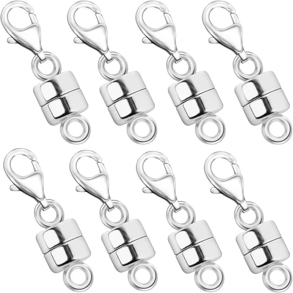 4 Stück Magnetische Halsketten-Verschlüsse und -Anhänger mit Karabinerverschluss, 14K Gold- und Silberplattiert, Magnet-Schmuckverschluss-Konverter – Detail 6