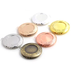 2pcs Inner 20mm Photo Locket Pendants Jewelry Tray Locket Pendant for DIY Cabochon Photo Essential Oil Diffuser Necklace