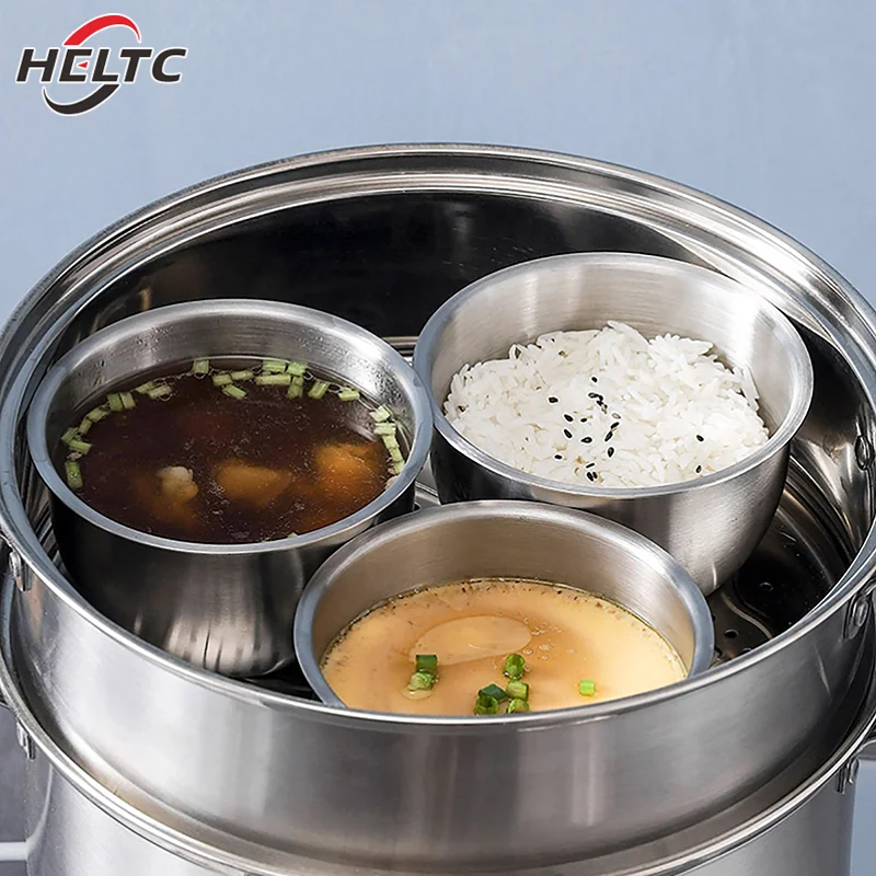 304 Stainless Steel Steamed Egg Bowl With Lids Kitchen Tableware Fruit Salad Dessert Soup Bowl Food Container Rice Noodles Bowl