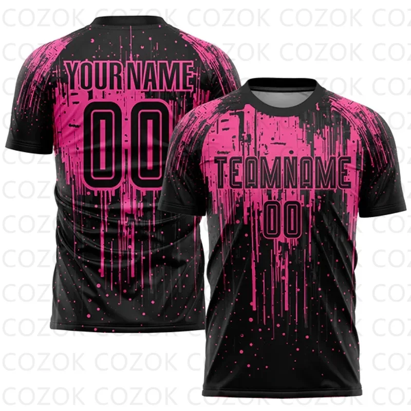 Customized Black Red Football Jerseys for Men Unisex Football Short Sleeves Athletic Tee Shirts image 4