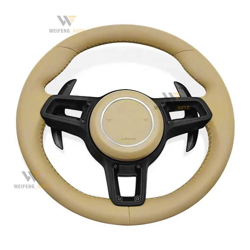 718 Leather Steering Wheel Fit for Cayenne Cayman Boxster 2010-2018 M Sports Full Leather Steering Wheel