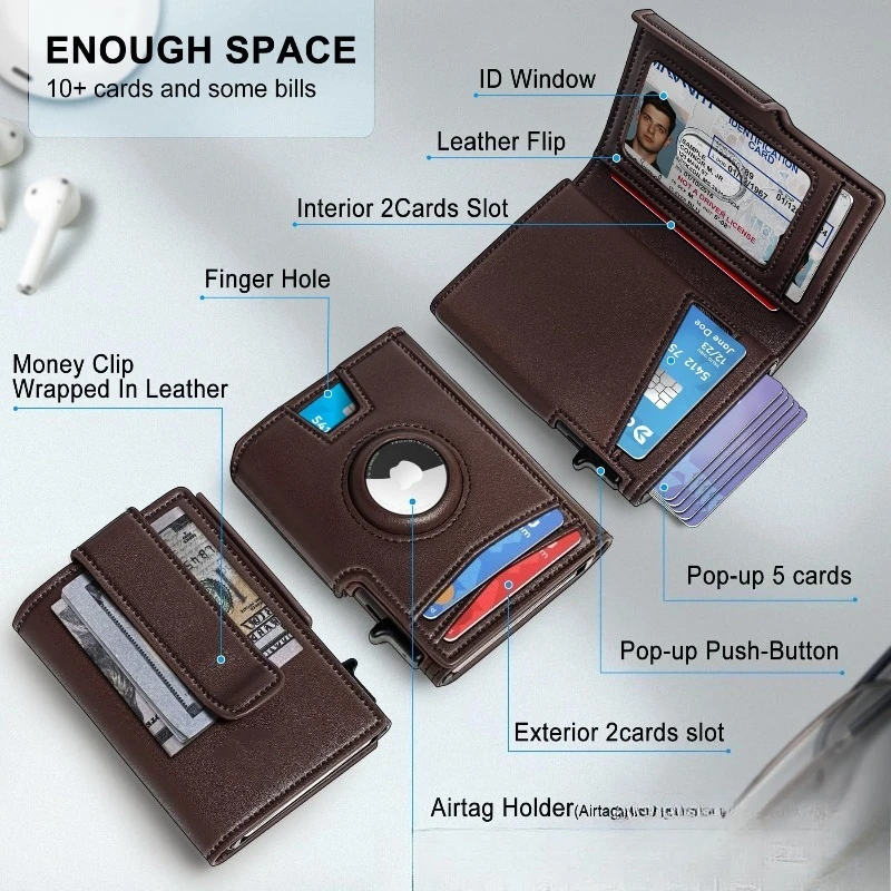 Men's Short Bifold Aluminum Case Wallet, Multi Card Slot Credit Card Holder, Durable Metal Wallet Ideal for Business & Daily Use - view 2