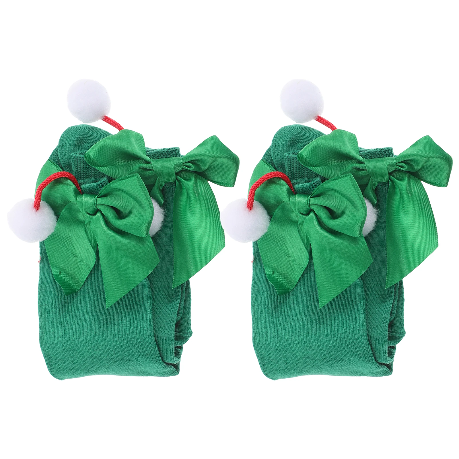 

1 пара носков, зеленые носки до колена в стиле Патрика, милые чулки с бантом и помпоном для праздничной вечеринки, зеленые чулки