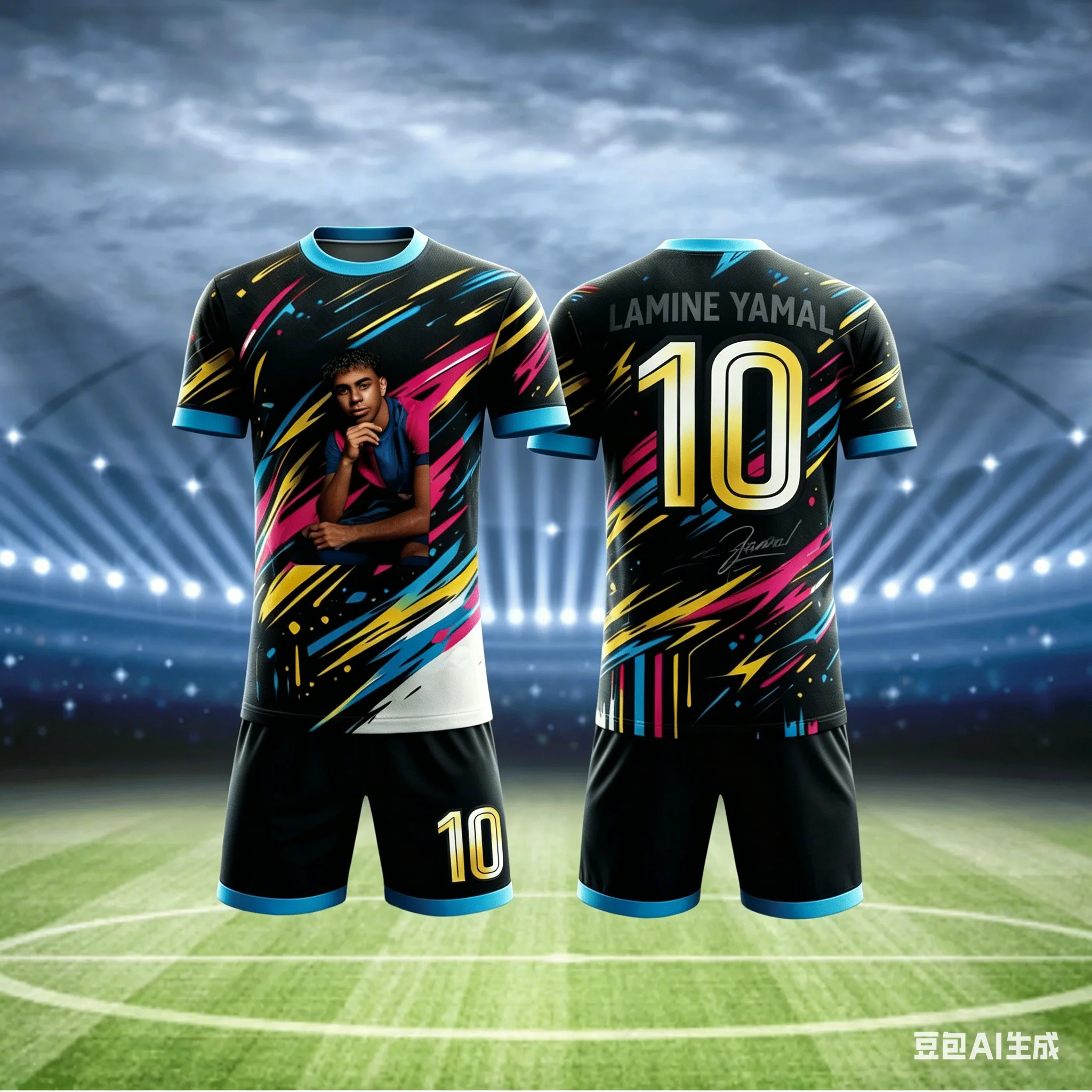 New Style Custom Print Football T-shirt and Shorts, Quick-Drying Breathable Summer Training Wear, Outdoor Sports Attire - view 2