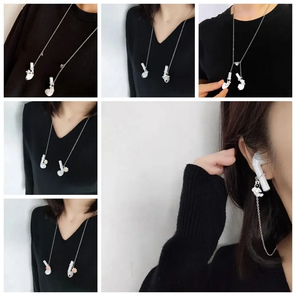 

Daisies Pendant Earphone Chain Magnetic Astronaut Headphone Chains Anti-Lost Twist Chains For Woman Earphones Necklace Accessory