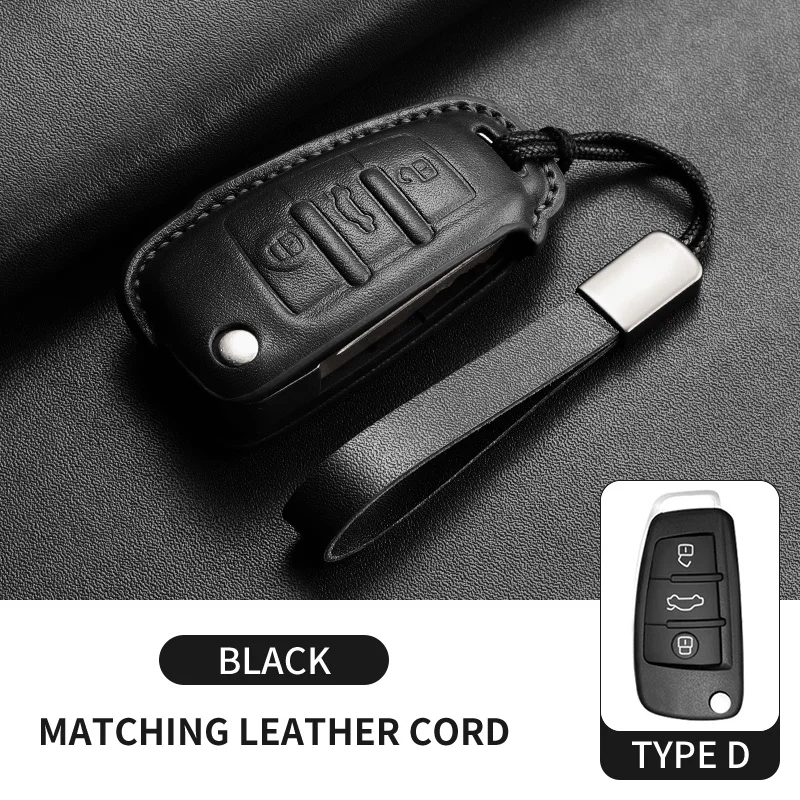 Leather Car Folding Key Case Cover Shell Holder Bag for Audi Q3 8u f3 S Line Protection Key Cover Keychain Car Accessories