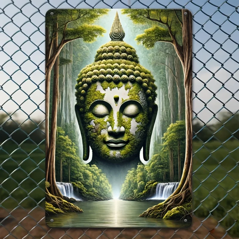 

Room Decor Modern Abstract Buddha Nature Iron Tin Sign, Decorative Wall Art for Living Room and Bedroom
