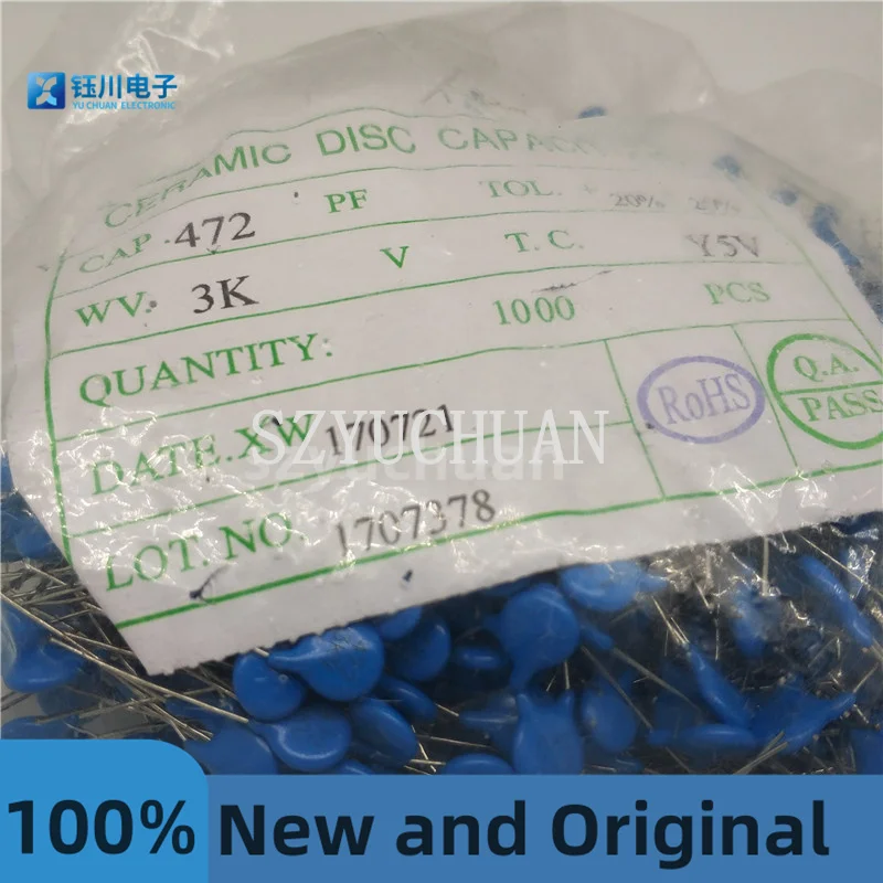 (1000Pcs) 472 3Kv High Voltage Ceramic Capacitor 3000V 4.7Nf Direct Plug Capacitor for Welding Machines