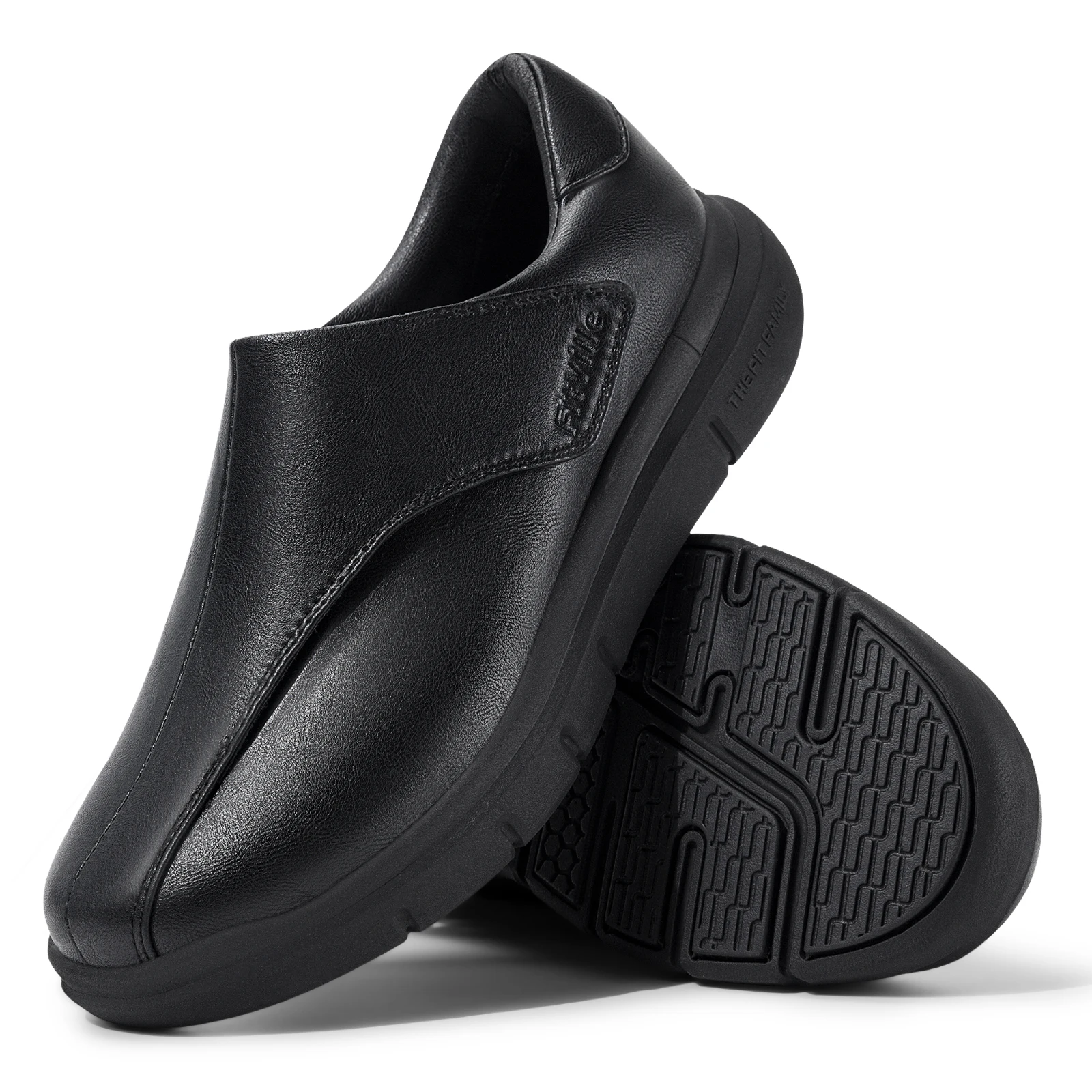 FitVille Men Diabetic Oxford Slip On Dress Shoes Adjustable Fit Business Formal Wedding Casual Sneakers Professional Footwear For Swollen Feet