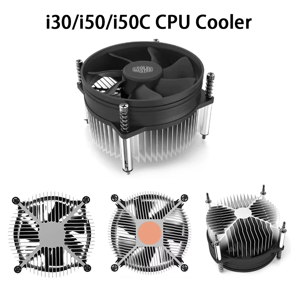 i50C CPU Cooler 95mm 3Pin 2600RPM Silent Fan Low Profile Heatsink for Intel LGA 1200 115X 1151 1155 1156 Processor Radiator