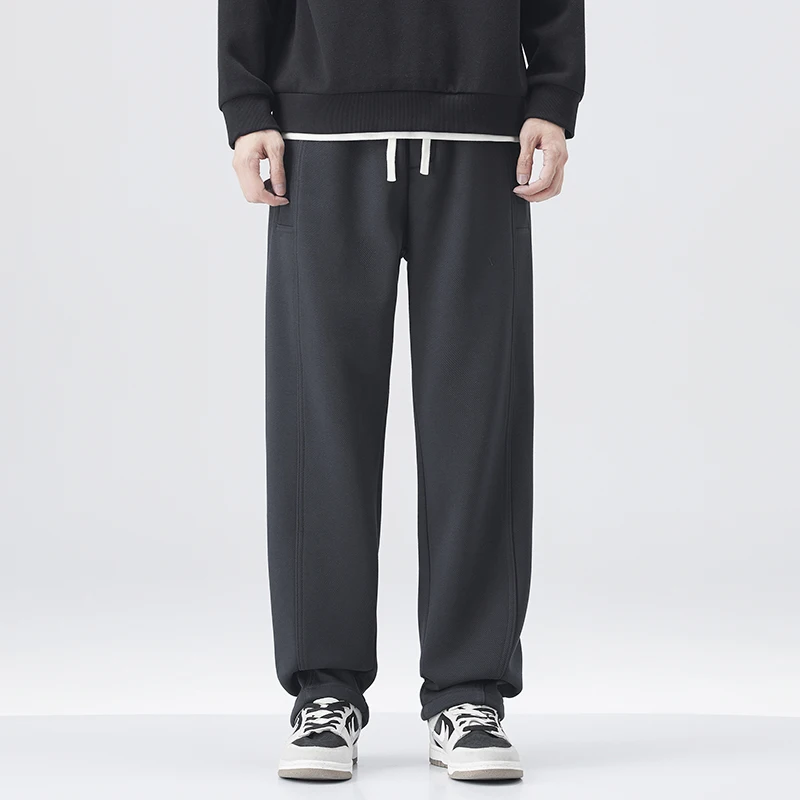 

Wide Leg Pant Fashion Causal Breathable Men Sweatpant Male Autumn Versatile Elastic High Waist Drawstring Loose Straight Trouser