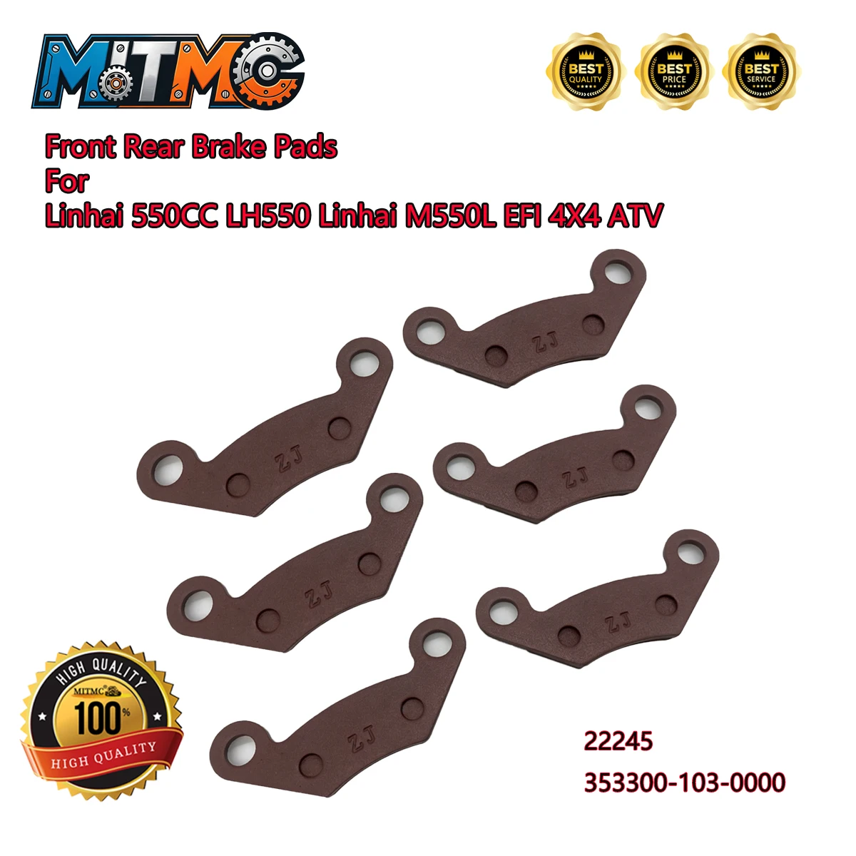 

6pcs Front Rear Brake Pads For Linhai 550CC LH550 Linhai M550L EFI 4X4 ATV Quad Parts