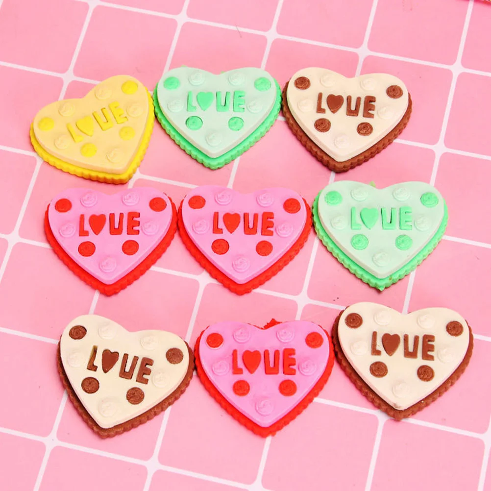 20Pcs Cake Erasers Small Heart Shape Colorful Party Favors Bulk Creative Erasers School Rewards for