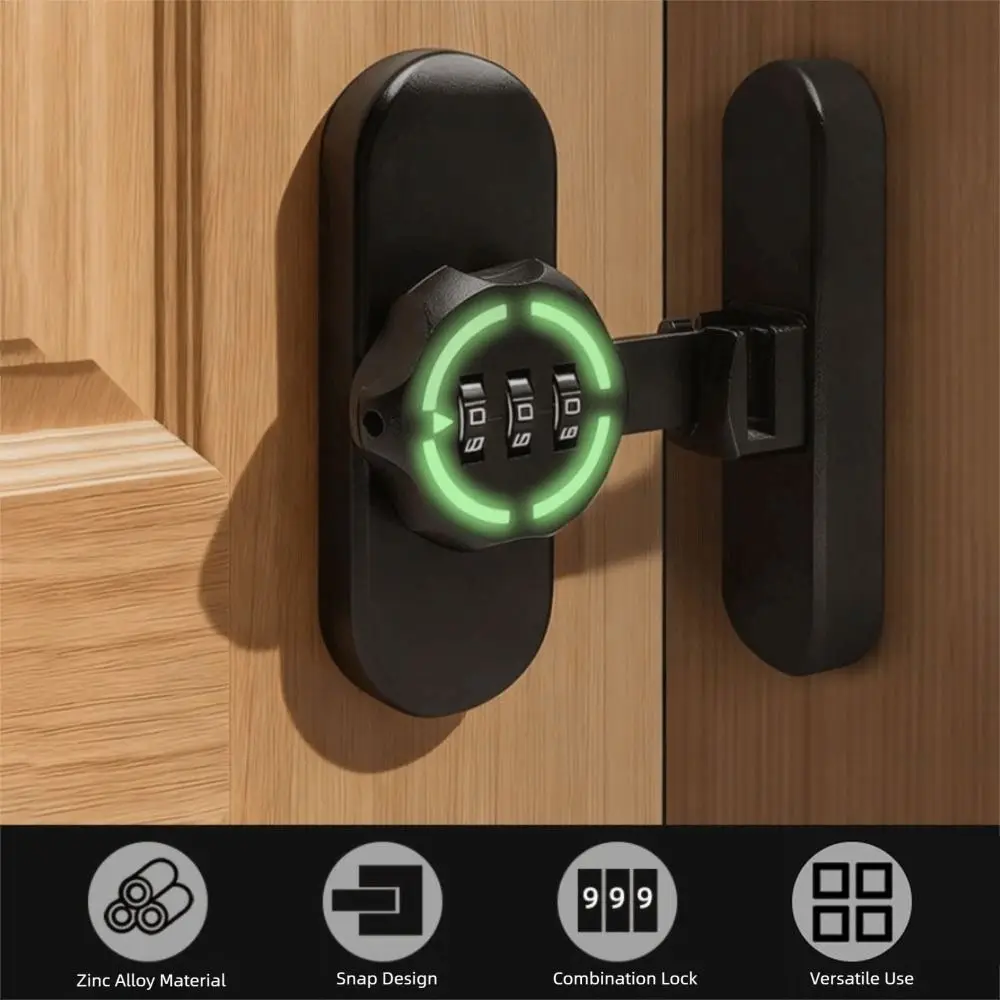 Zinc Alloy Password Lock Luminous Sign 90/180 Degree Sliding Door Lock 3-Digit Combination High-Security Combination Lock