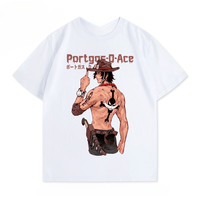 2025 Whitebeard Pirates Fire Fist Ace Joint ONE PIECE Animation Peripheral Summer Cotton Printed Short Sleeve T-Shirt