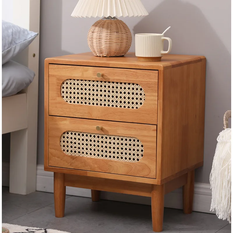 Nordic Rattan Bedside Table Bedroom Multilayer Storage Cabinet Multifunctional Chest Of Drawers Versatile Scene Home Furniture