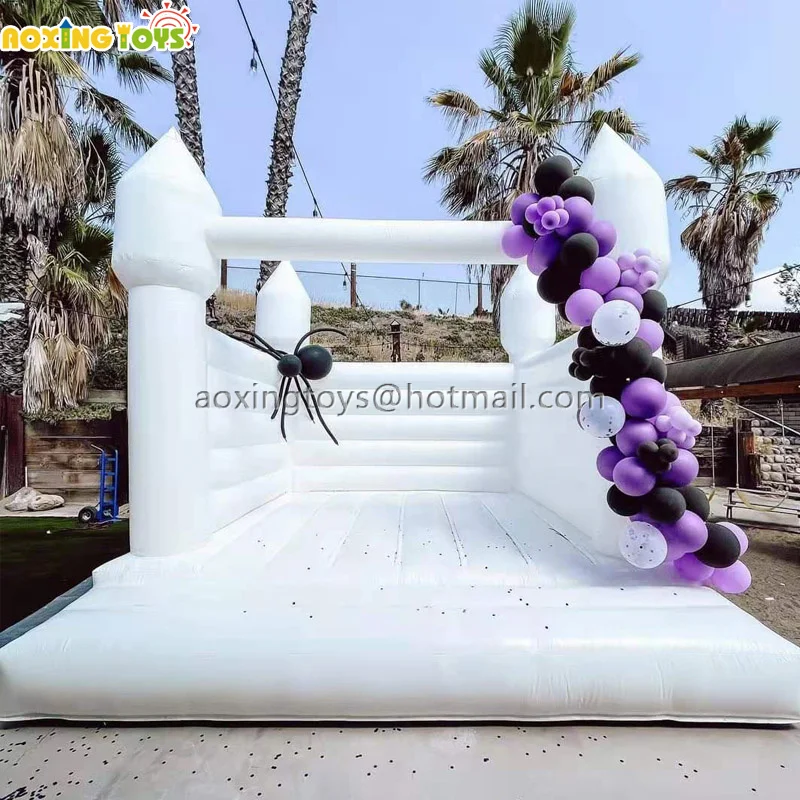 Château gonflable en PVC blanc, maison de saut pour fête d'anniversaire de mariage pour enfants adultes avec souffleur d'air à ballon