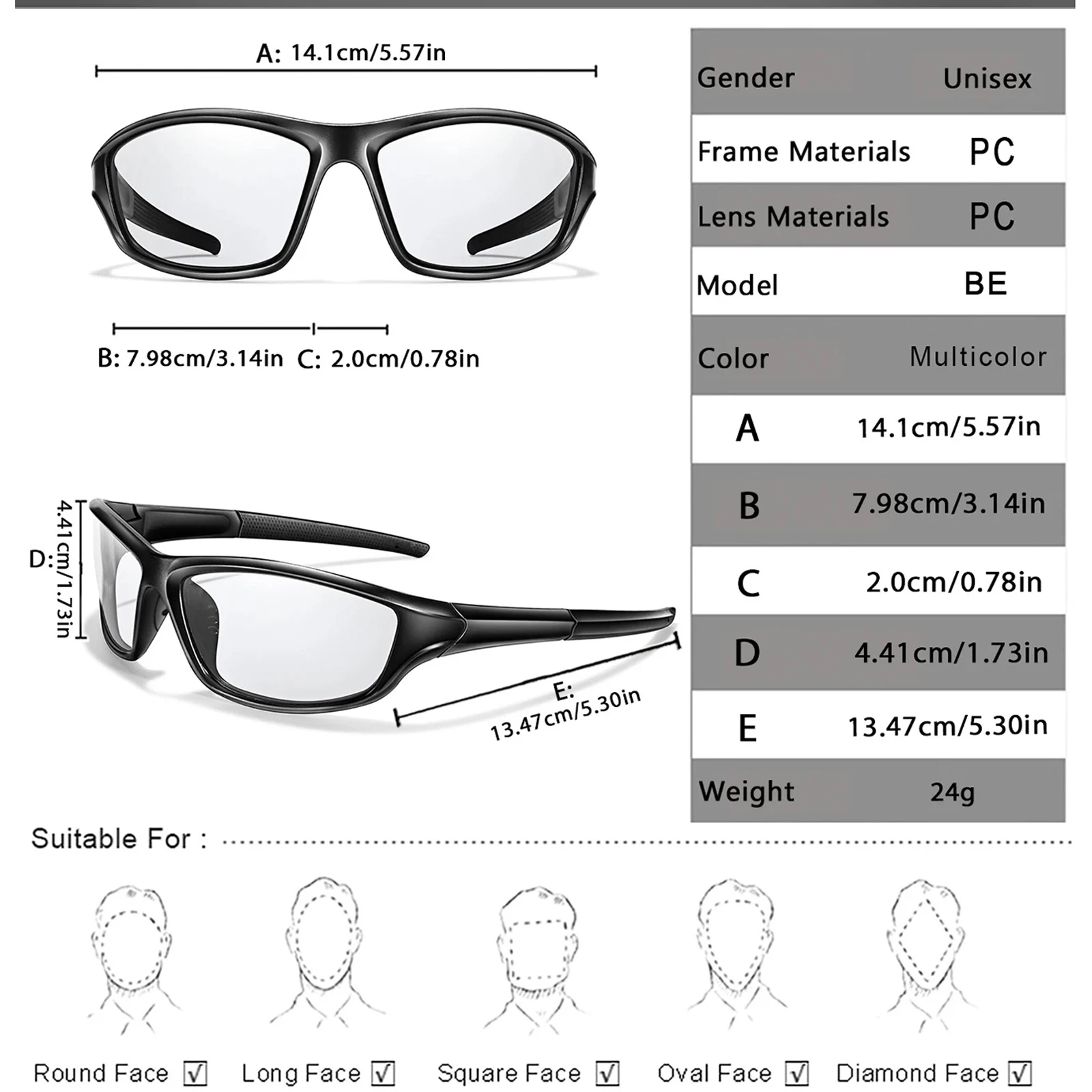 Photochrome Fahrradbrille Fahrrad-Eyewear für Männer und Frauen MTB Bike Baseball Sportsonnenbrille Wander- Angler- und Laufbrille – Detail 1