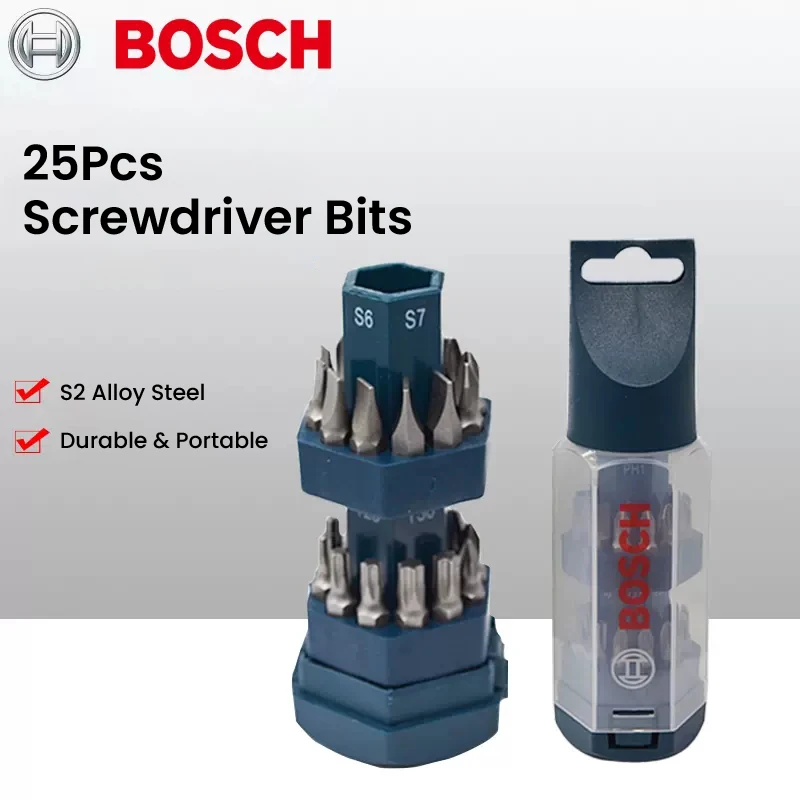 Imagem -04 - Bosch-liga Aço Elétrica Chave de Fenda Bits Kit Conjunto Combinação Resistente ao Impacto Chave de Fenda Acessórios 25 mm Diâmetro