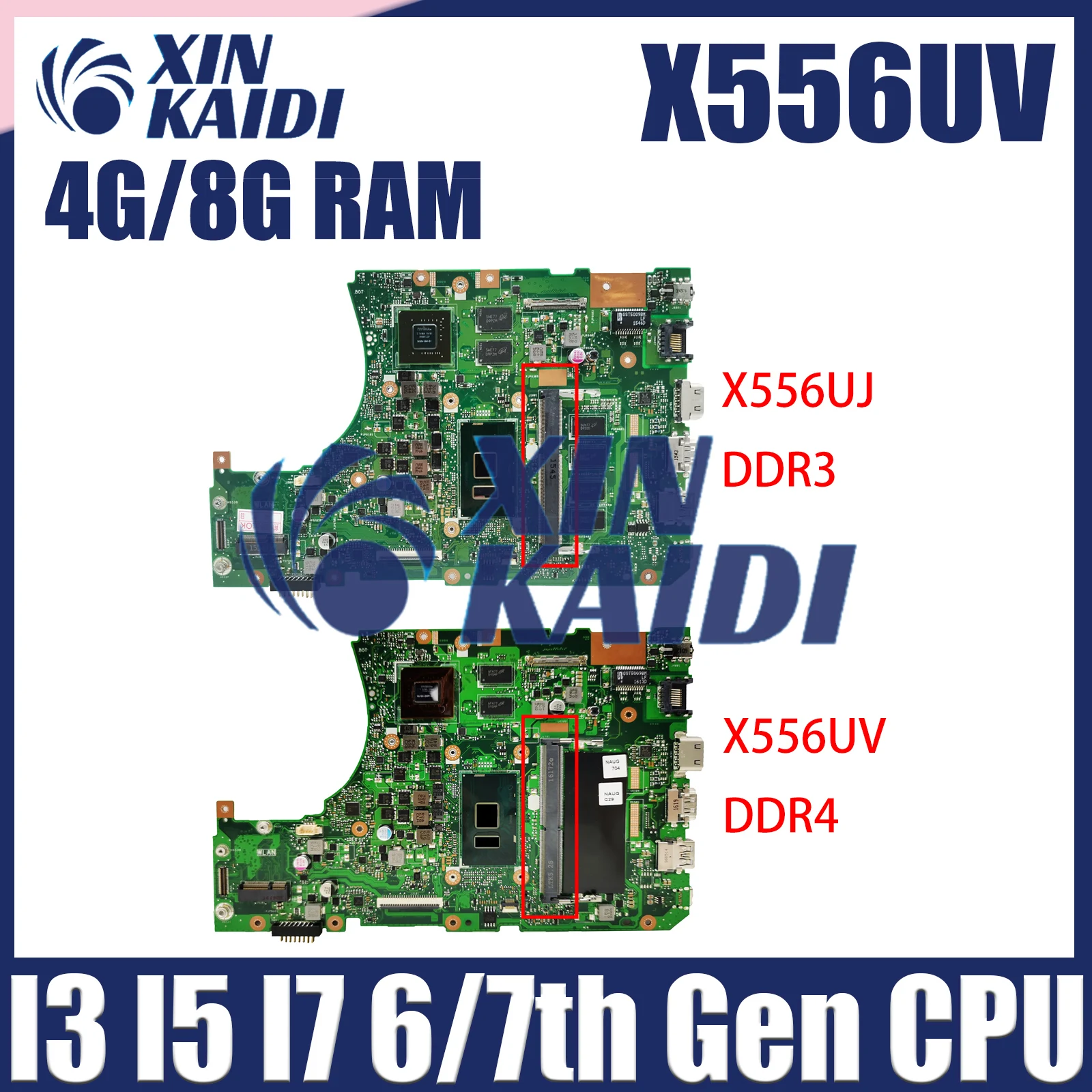 

Mainboard For ASUS X556UV A556U X556UQ X556URK X556UJ X556UQK X556UF X556UR Laptop Motherboard I3 I5 I7 CPU DDR4 V2G 930MX 940MX