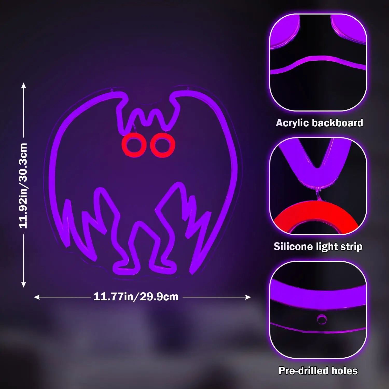 Mothman Neon Sign USB Dimmable LED Lights For Bedroom Theme Party Wall Hanging Gothic‑mysterious Art Display Holiday Gifts