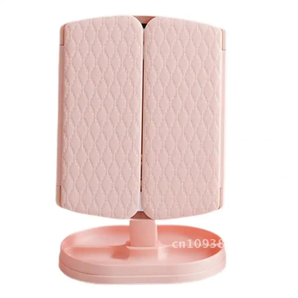 

1 Set Folding Mirror Stylish Touch Control LED Cosmetic Mirror Desktop 3-Sided Folding Makeup Mirror with Light Daily Use