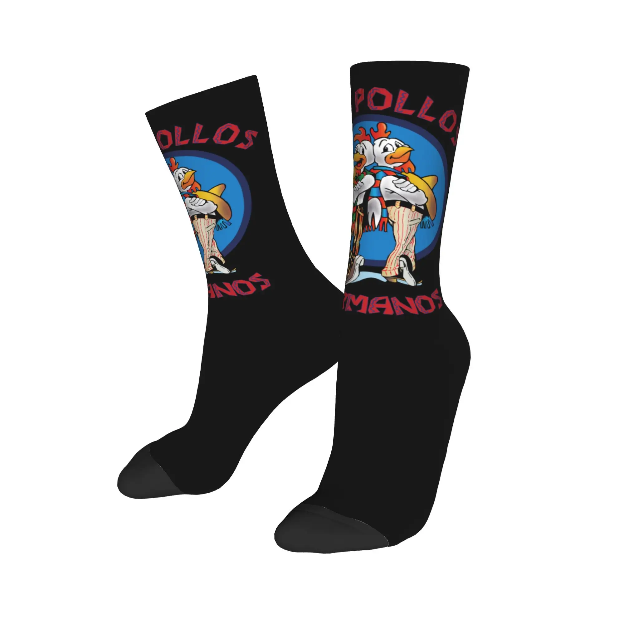 Custom Funny Los Pollos Hermanos Dress Socks Mens Womens Warm Funny Novelty Breaking Bad Crew Socks view 3