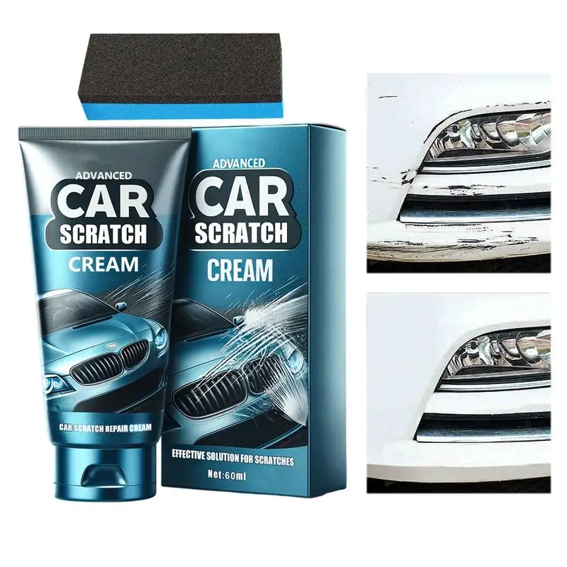 

Car Scratch Repair Cream Auto Scratch Repair 60ml Polishing Agent Car Coat Scratch Repair Paste With Sponge High Protection Car