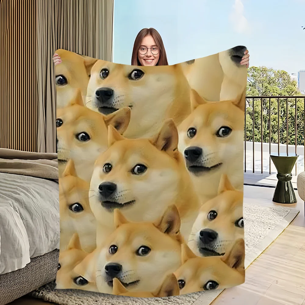مضحك Cheems دوجي بطانية الفانيلا الدافئة الراحة لينة بطانية قطيفة ل أريكة غرفة المعيشة مكتب غرفة نوم السفر هدية #2