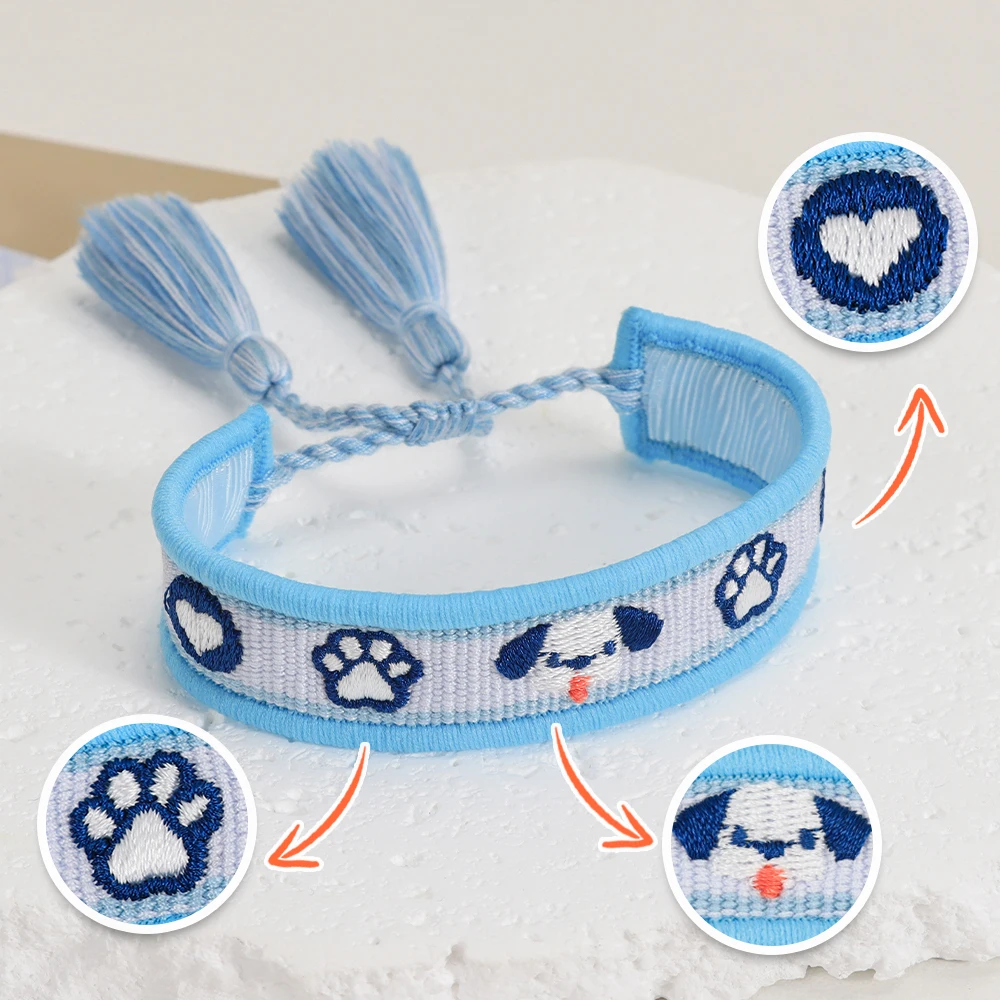 Woven Bracelets for Dog mom | Pet Lovers Adjustable Boho Bracelets Gift for Best Fur Mom
